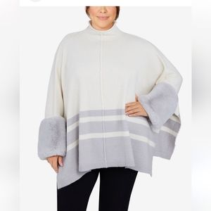 Ruby Rd plus size faux fur poncho sweater.  Fits up to Plus size 16 or 18